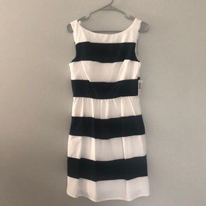 navy and white striped dress